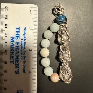 Silver finish three wise monkey pendant